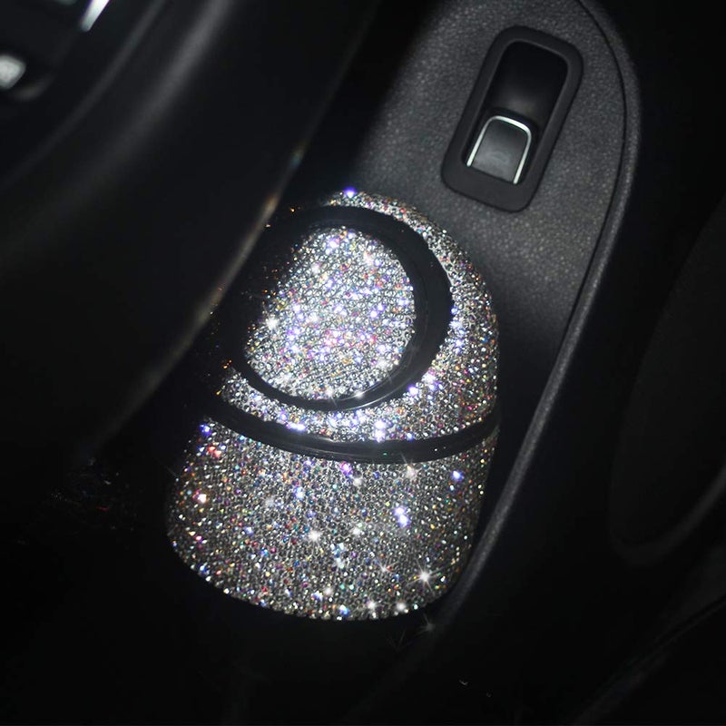 idain Bling Rhinestone Auto Garbage Can Car Trash Can with Lid Mini Garbage Bin for Automotive Car, Home, Office, Kitchen, Bedroom (White) - Image 5